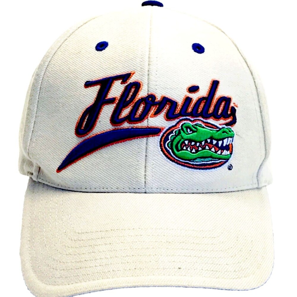 Florida Gators Vintage Cap Wool Strapback RARE White w Blue Script Twins Enter